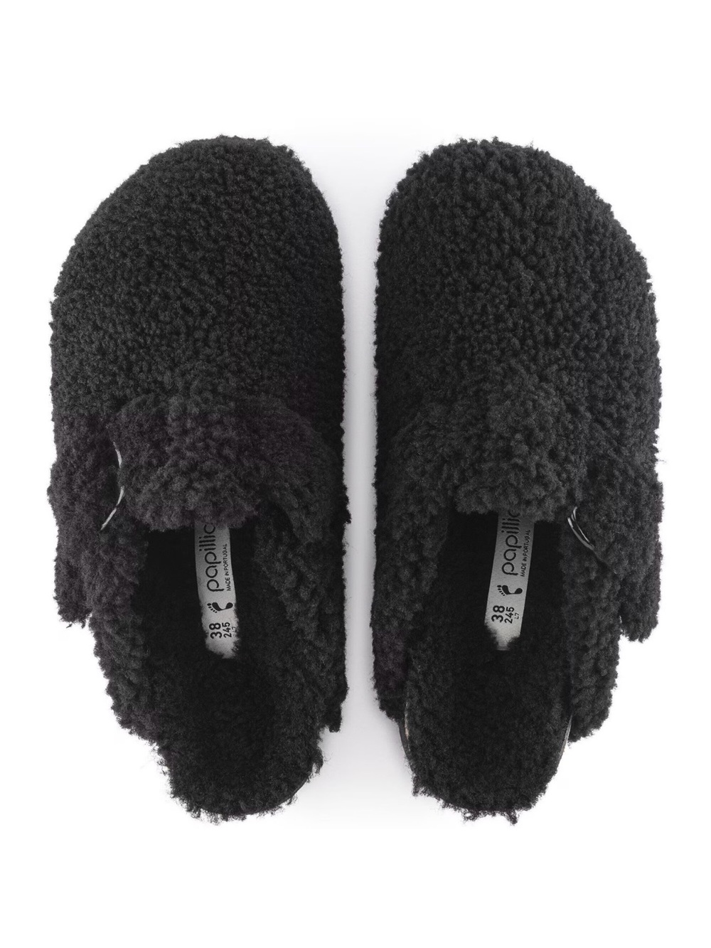 Black Birkenstocks Fuzzy Shearling mules